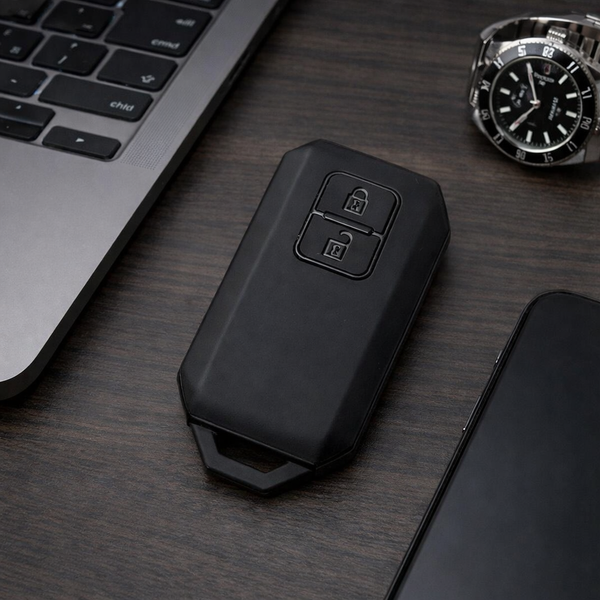 JVCV® Soft TPU Key Cover – Matte Black Pattern – Compatible with Suzuki Grand Vitara, Victoris, Baleno, XL6, Swift, Ertiga, Dzire & Fronx – 2 Button Smart Key