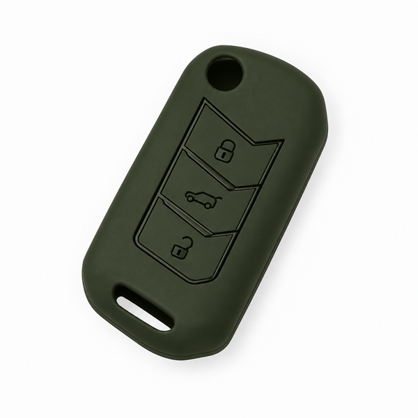 JVCV® Soft TPU Key Cover – Military Green Matte Finish – Compatible with Mahindra XUV700, Thar, Bolero, Scorpio, Scorpio N, XUV300, TUV300 & XUV400 EV – 3 Button Flip Key