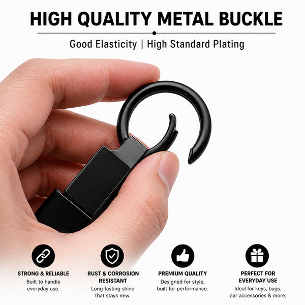 JVCV® Soft TPU Key Cover with Premium Metal Keychain – Matte Black Finish – Compatible with Hyundai Alcazar & Creta 4 Button Smart Key