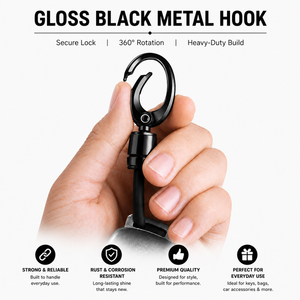 JVCV® Soft TPU Key Cover with Premium Metal Keychain – Matte Black Finish – Compatible with Hyundai Alcazar & Creta 4 Button Smart Key