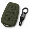 JVCV® Soft TPU Key Cover with Premium Metal Keychain – Military Green Matte Finish – Compatible with Tata Nexon EV, Harrier, Tiago EV, Altroz, Tigor, Safari & Punch – 4 Button Smart Key