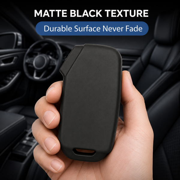 JVCV® Soft TPU Key Cover – Matte Black Pattern – Compatible with Kia Seltos 2023 Facelift HTX, Carens X-Line, Sonet Facelift & Clavis EV – 3/4 Button Smart Key