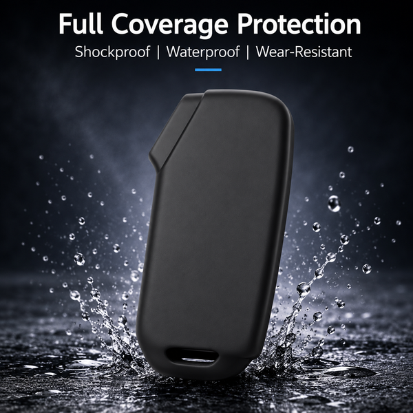 JVCV® Soft TPU Key Cover – Matte Black Pattern – Compatible with Kia Seltos 2023 Facelift HTX, Carens X-Line, Sonet Facelift & Clavis EV – 3/4 Button Smart Key