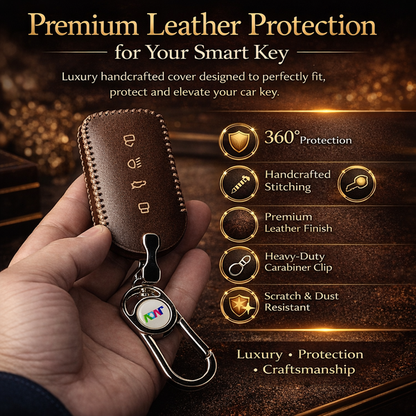 JVCV® Car Styling Soft Handmade Leather Key Cover Compatible with Tata Curvv and Curvv EV Smart Key