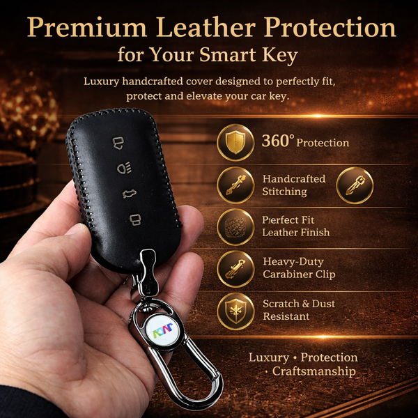JVCV® Car Styling Soft Handmade Leather Key Cover Compatible with Tata Curvv and Curvv EV Smart Key