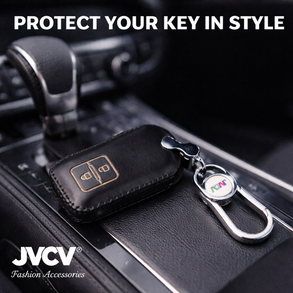JVCV® Car Styling Soft Handmade Leather Key Cover Compatible with Suzuki Jimny, Fronx, Grand Vitara, BALENO, XL6, Swift, ERTIGA, DZIRE, Urban Cruiser, Glanza, Hyryder (2 Button Smart Key, Brown)