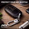JVCV® Soft Handmade Leather Key Cover Compatible with Toyota 3‑Button Smart Key | Premium Leather & Matching Keychain | Elegant Scratch‑Resistant Protection