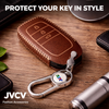 JVCV® Soft Handmade Leather Key Cover Compatible with Toyota 3‑Button Smart Key | Premium Leather & Matching Keychain | Elegant Scratch‑Resistant Protection