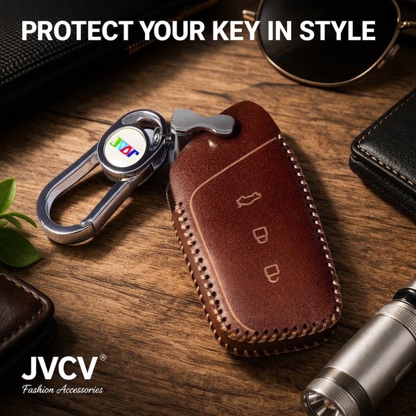 JVCV® Handmade Leather Car Key Cover – Compatible with New MG Hector, Hector Plus & Windsor EV Smart Key
