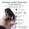 JVCV® Soft Handmade Leather Key Cover Compatible with Toyota 3‑Button Smart Key | Premium Leather & Matching Keychain | Elegant Scratch‑Resistant Protection