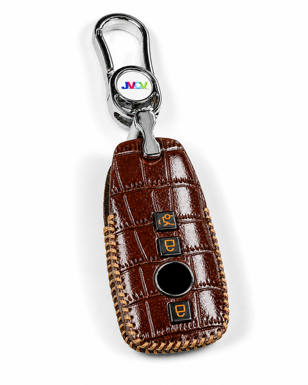 JVCV® Handmade Leather Crocodile Pattern Key Cover – Compatible with Mercedes-Benz E-Class, S-Class, A-Class, C-Class & G-Class Smart Key