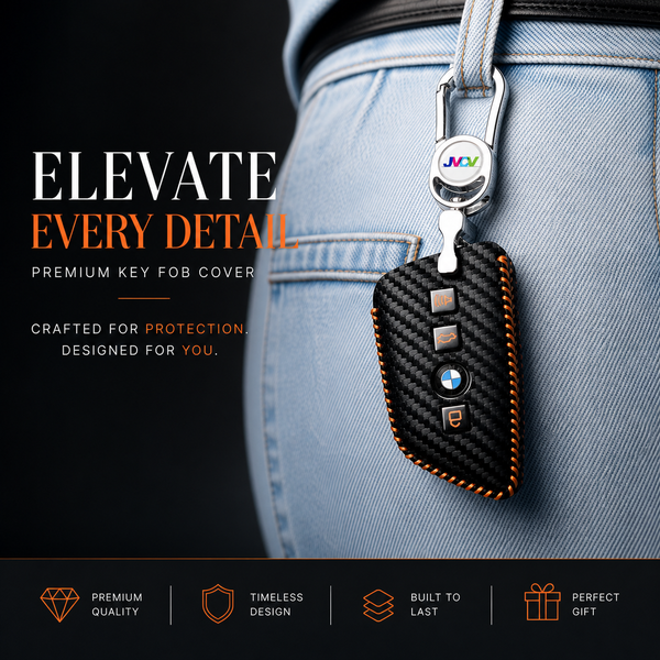 JVCV® Handmade Carbon-Fiber Pattern Leather Key Cover