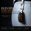 JVCV® Handmade Carbon-Fiber Pattern Leather Key Cover – Hyundai 4‑Button Smart Key (with Keychain)