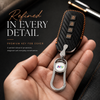 JVCV® Handmade Carbon-Fiber Pattern Leather Key Cover – Hyundai 4‑Button Smart Key (with Keychain)