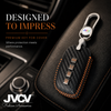 JVCV® Handmade Carbon-Fiber Pattern Leather Key Cover – Hyundai 4‑Button Smart Key (with Keychain)