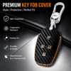 Carbon Fiber Leather Car Key Cover for Tata Nexon, Harrier, Safari, Punch, Altroz, Tiago smart keys– Premium PU Case with Keychain