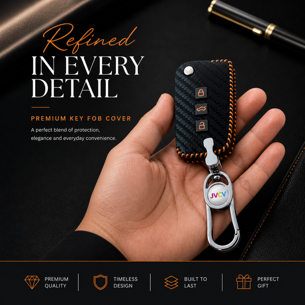 JVCV® Handmade Carbon-Fiber Pattern Leather Key Cover – Skoda Folding Keys