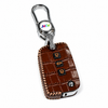 JVCV® Handmade Leather Crocodile Pattern Key Cover – Compatible with Skoda Kylaq, Slavia, Kushaq, Octavia, Kodiaq, Superb & VW Taigun, Tiguan, Virtus – Folding Key