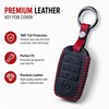 JVCV® Soft Handmade Leather Key Cover Compatible with Kia Sonet Seltos Carens 4 Button Smart Key