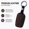JVCV® Soft Handmade Leather Key Cover Compatible with Kia Sonet Seltos Carens 4 Button Smart Key
