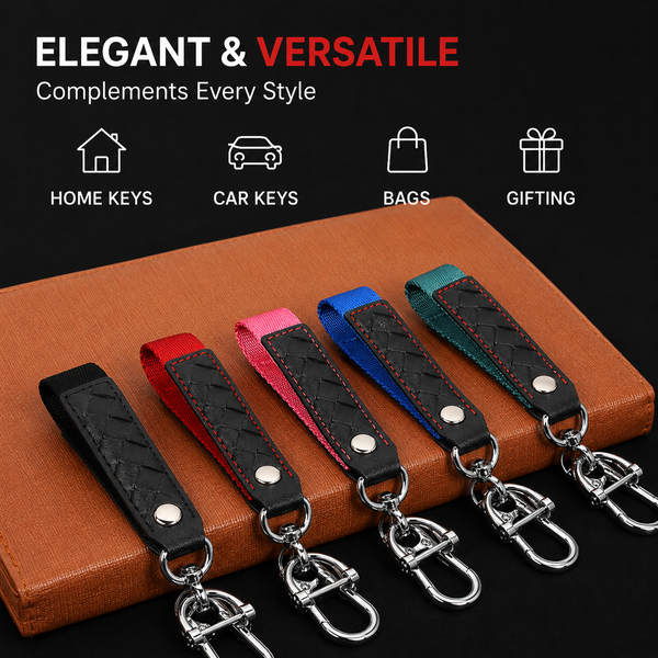 JVCV® Braided Leather & Alloy Keychain – Horseshoe‑Buckle Universal Organizer with Efficient Screw D‑Ring & Zinc‑Alloy Hook (Men & Women)