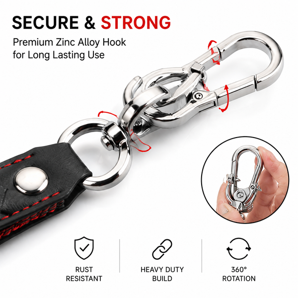 JVCV® Braided Leather & Alloy Keychain – Horseshoe‑Buckle Universal Organizer with Efficient Screw D‑Ring & Zinc‑Alloy Hook (Men & Women)