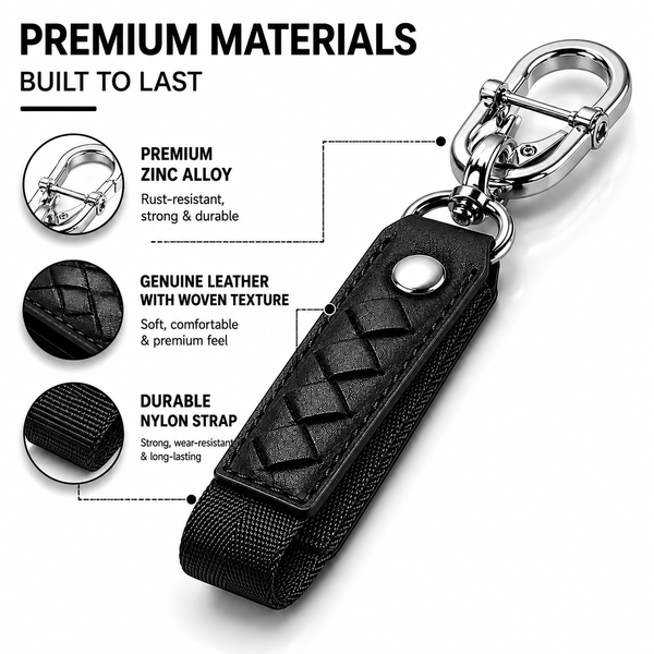 JVCV® Braided Leather & Alloy Keychain – Horseshoe‑Buckle Universal Organizer with Efficient Screw D‑Ring & Zinc‑Alloy Hook (Men & Women)