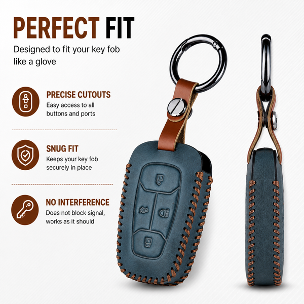 JVCV® Handmade Leather Key Cover – Premium Protective Case – Compatible with Tata Nexon, Harrier, Tiago EV, Altroz, Tigor, Safari, Nexon EV, Punch & Punch EV – 4 Button Smart Key