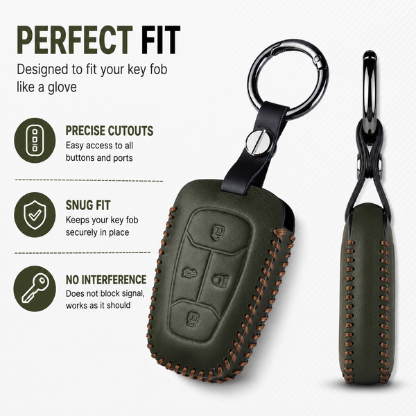 JVCV® Handmade Leather Key Cover – Premium Protective Case – Compatible with Tata Nexon, Harrier, Tiago EV, Altroz, Tigor, Safari, Nexon EV, Punch & Punch EV – 4 Button Smart Key