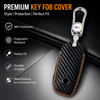 JVCV® Handmade Carbon Fiber Pattern Leather Key Cover Compatible with BMW 2023 New 7 Series 740i 760i X1 X7 XM IX I7 X5 Smart Key – Black Orange