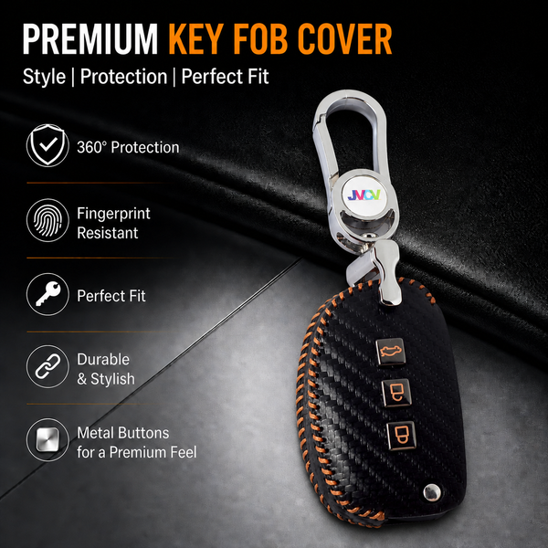 JVCV® Handmade Carbon-Fiber Pattern Leather Key Cover