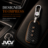 Carbon Fiber Leather Car Key Cover for Hyundai i20, Kona, Verna 3 Button Flip Key - Premium PU Case with Keychain