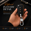 Carbon Fiber Leather Car Key Cover for Hyundai i20, Kona, Verna 3 Button Flip Key - Premium PU Case with Keychain