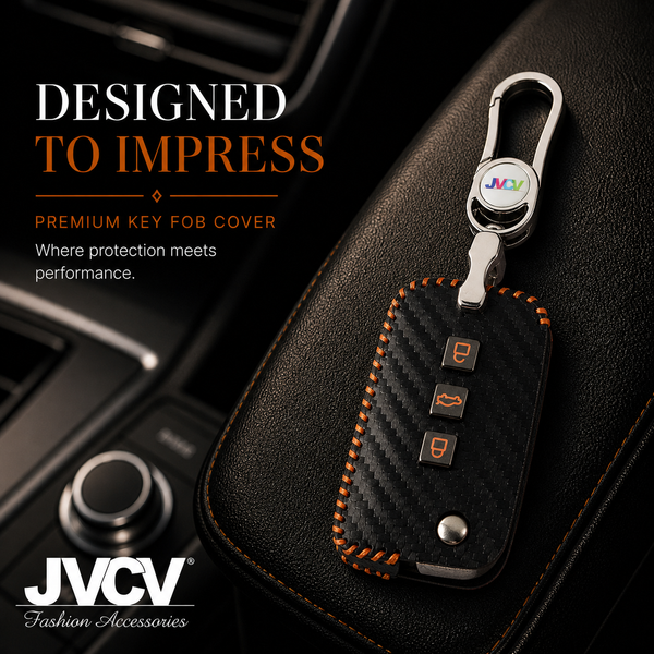 JVCV® Handmade Carbon-Fiber Pattern Leather Key Cover – Skoda Folding Keys
