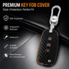 Carbon Fiber Leather Car Key Cover for Tata Tiago Tigor Punch Hexa Nexon Zest Bolt Safari Storme Flip Key - Premium PU case with Keychain