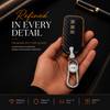JVCV® Handmade Carbon-Fiber Pattern Leather Key Cover with keychain for Honda Cars - Includes Premium Keychain