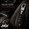 Carbon Fiber Leather Car Key Cover for Mahindra XUV 700, 3XO, Thar, Marazzo, Bolero, Scorpio, Scorpio N, XUV 300, XUV 400 EV, Thar Roxx - Premium PU Case with Keychain