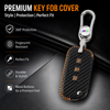 Carbon Fiber Leather Car Key Cover for Mahindra XUV 700, 3XO, Thar, Marazzo, Bolero, Scorpio, Scorpio N, XUV 300, XUV 400 EV, Thar Roxx - Premium PU Case with Keychain