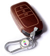 JVCV® Soft Handmade Leather Key Cover Compatible with Toyota 3‑Button Smart Key | Premium Leather & Matching Keychain | Elegant Scratch‑Resistant Protection
