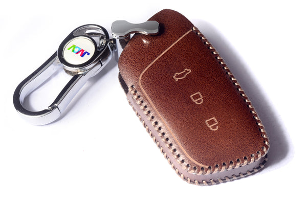JVCV® Handmade Leather Car Key Cover – Compatible with New MG Hector, Hector Plus & Windsor EV Smart Key