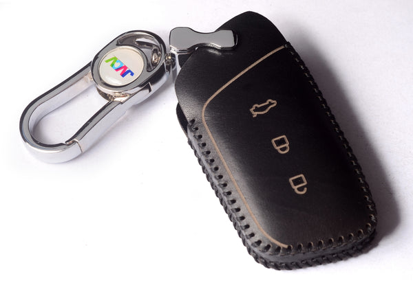 JVCV® Handmade Leather Car Key Cover – Compatible with New MG Hector, Hector Plus & Windsor EV Smart Key