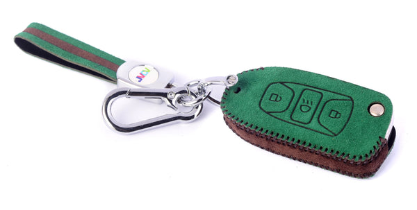 JVCV® Suede Leather Key Cover for Tata Flip Keys – Compatible with Curvv, Tiago, Tigor, Punch, Nexon, Hexa, Safari & More