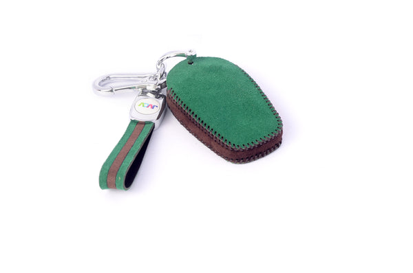 JVCV® Suede Leather Key Cover Compatible with Tata Nexon, Harrier, Tiago EV, Altroz, Tigor, Safari, Nexon EV, Punch, Punch EV 4 Button Smart Key