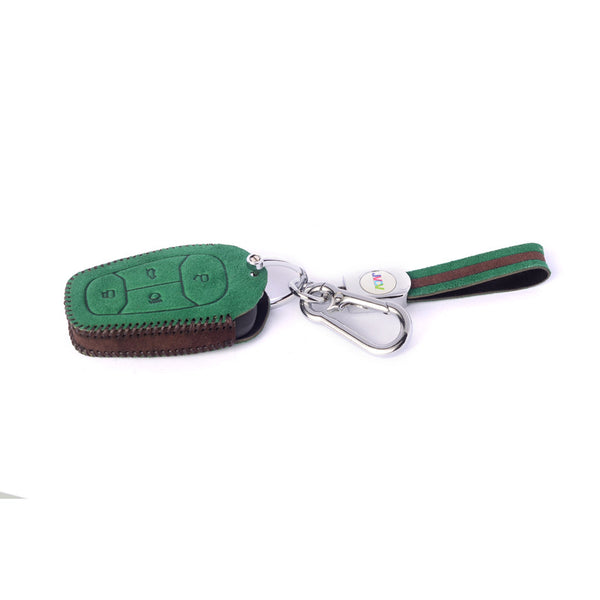 JVCV® Suede Leather Key Cover Compatible with Tata Nexon, Harrier, Tiago EV, Altroz, Tigor, Safari, Nexon EV, Punch, Punch EV 4 Button Smart Key