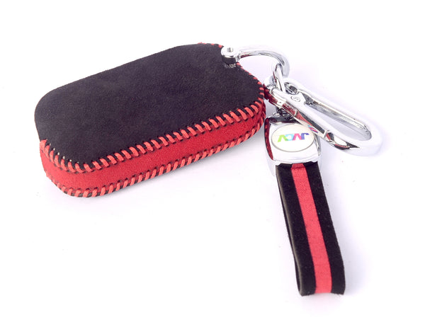 JVCV® Suede Leather Key Cover for Mahindra 3-Button Flip Keys – Compatible with XUV 700, Scorpio N, Thar, 3XO, XUV300, XUV400, Bolero & More