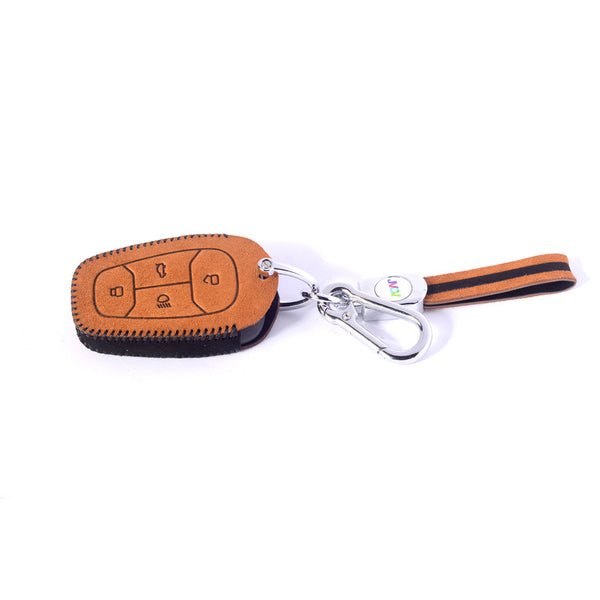 JVCV® Suede Leather Key Cover Compatible with Tata Nexon, Harrier, Tiago EV, Altroz, Tigor, Safari, Nexon EV, Punch, Punch EV 4 Button Smart Key