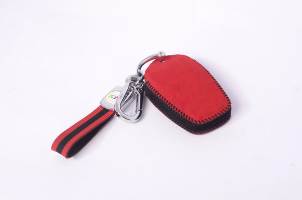 JVCV® Suede Leather Key Cover Compatible with Tata Nexon, Harrier, Tiago EV, Altroz, Tigor, Safari, Nexon EV, Punch, Punch EV 4 Button Smart Key