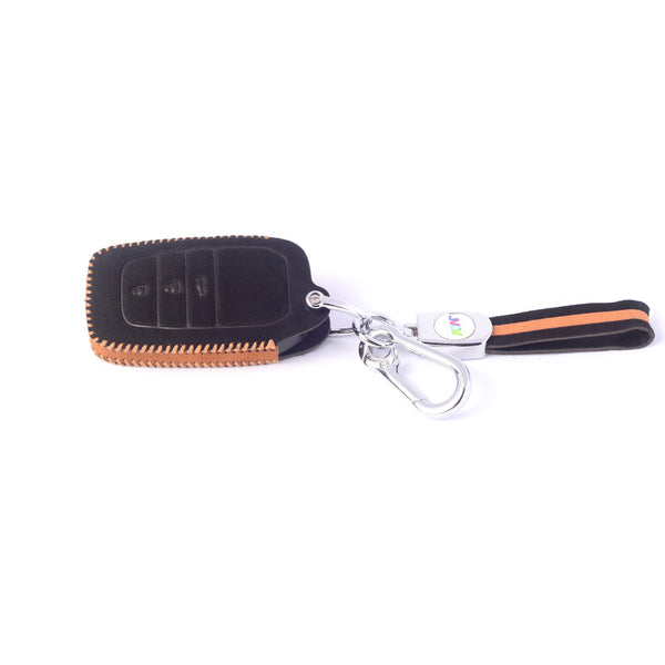 JVCV® Suede Leather Key Cover Compatible with Toyota Fortuner, Hilux, Innova Crysta, Fortuner Legender, Innova HyCross, Land Cruiser 2B/3B Smart Key