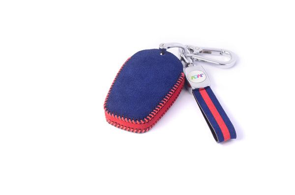 JVCV® Suede Leather Key Cover Compatible with Tata Nexon, Harrier, Tiago EV, Altroz, Tigor, Safari, Nexon EV, Punch, Punch EV 4 Button Smart Key