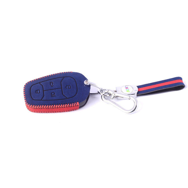 JVCV® Suede Leather Key Cover Compatible with Tata Nexon, Harrier, Tiago EV, Altroz, Tigor, Safari, Nexon EV, Punch, Punch EV 4 Button Smart Key